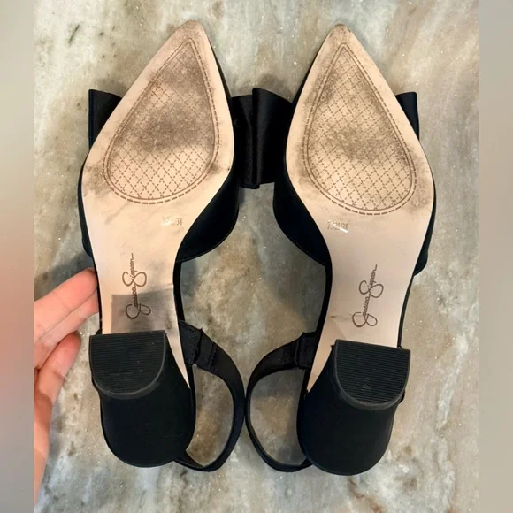 Women’s JESSICA SIMPSON Naomia elegant Black satin bow heels- Size 7.5 - Picture 6 of 7